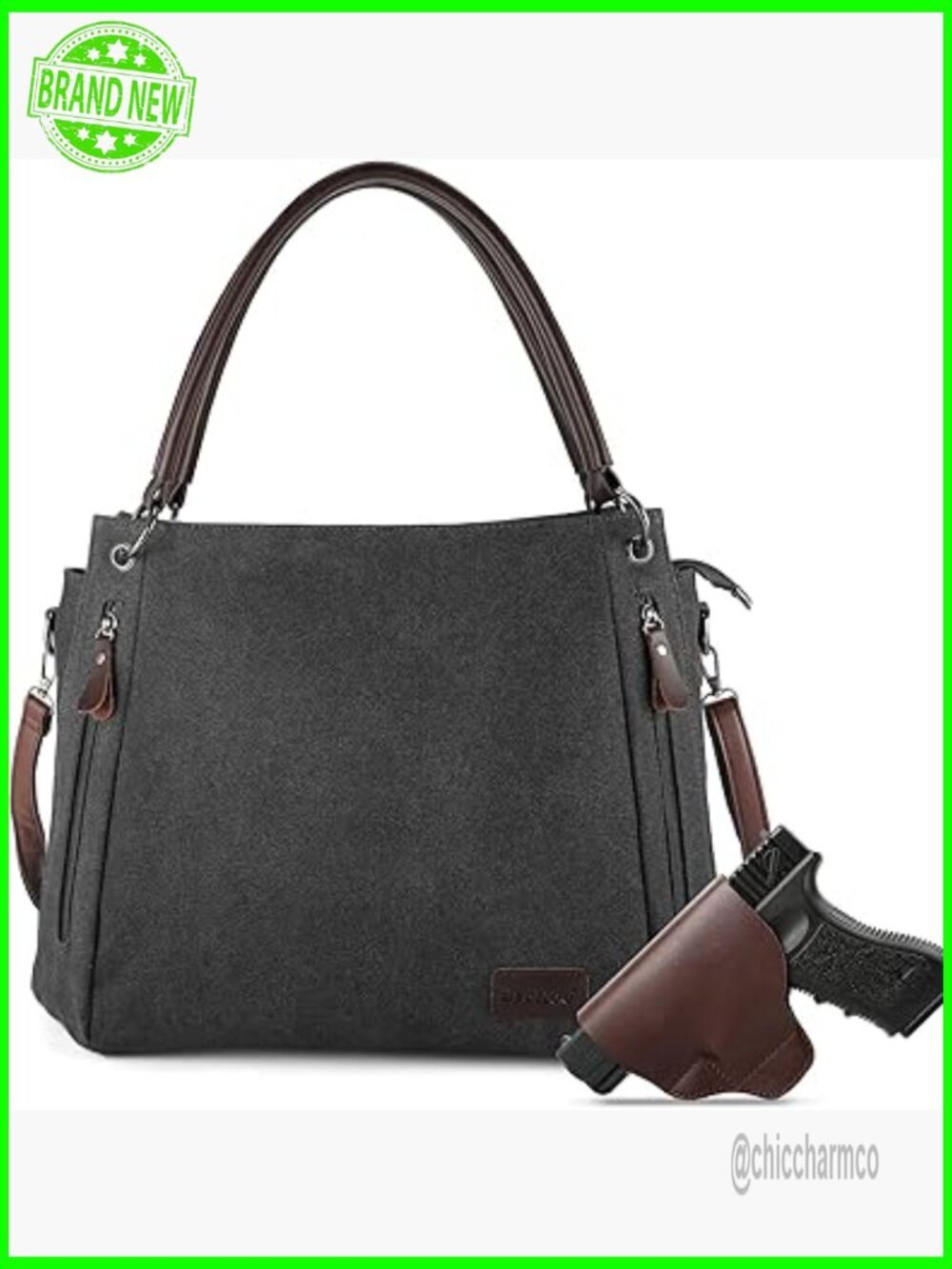 Concealed Carry Crossbody Bag with Removable Holster, Faux Leather Hobo Tote